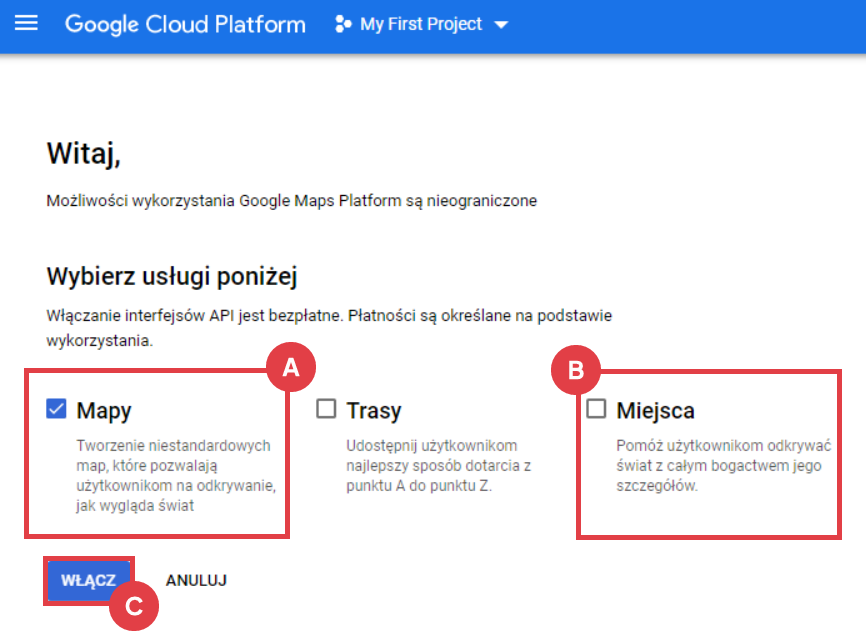 Google Cloud Platform > Usługi